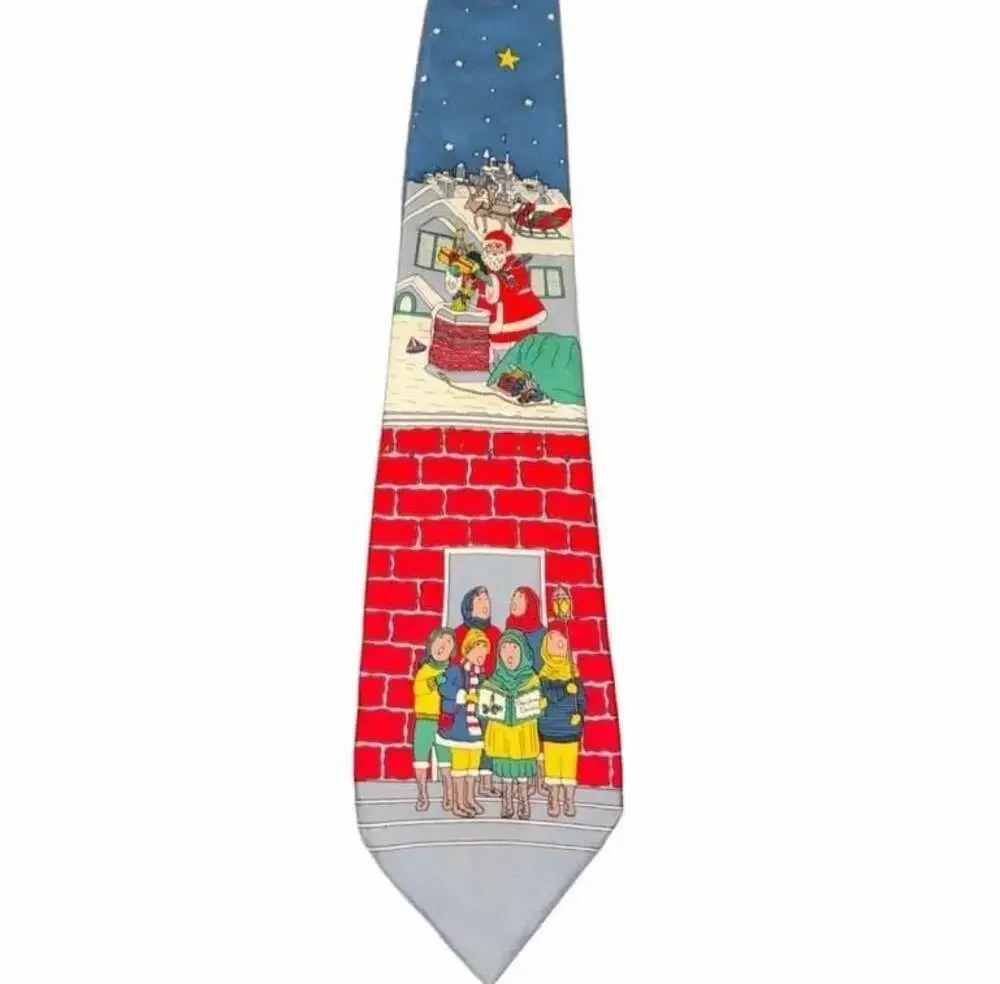 Wembley Chimney Mens Neck Tie Necktie Christmas Santa Rooftop Carolers